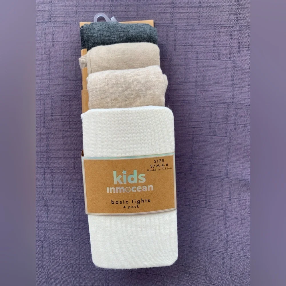 Kids Tights 4-Pack - Cream, Gray, Black